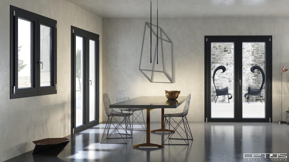 FINESTRE E PORTEFINESTRE IN PVC MOD. ARES FINITURA SCURA CETOS